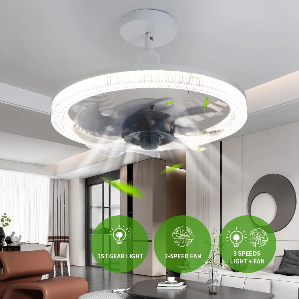 Elegant Fan Lamp with Remote Control - 3-in-1 Noise-Free Design