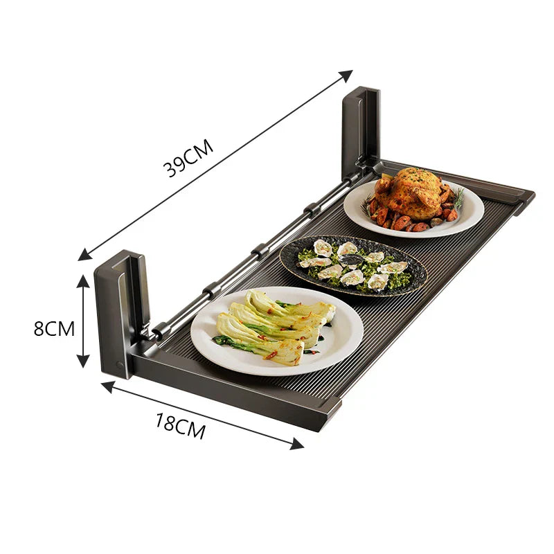 Foldable Kitchen Wall Shelf with Hooks | Spice Rack | 90° Collapsible Design & No Drilling Needed