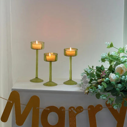 Elegant Glass Tealight Candle Holders - Set of 3