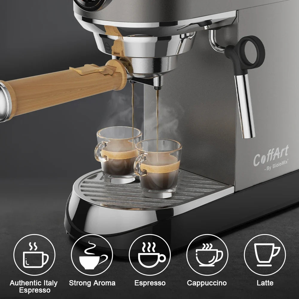 Espresso Maker with 20 Bars Pressure, Steam Frother, 1.1L Tank