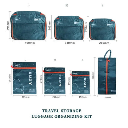 7-Piece Water-Resistant Travel Organizer Set – Space-Saving Design