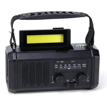 Emergency Radio with Solar and Hand Crank Power