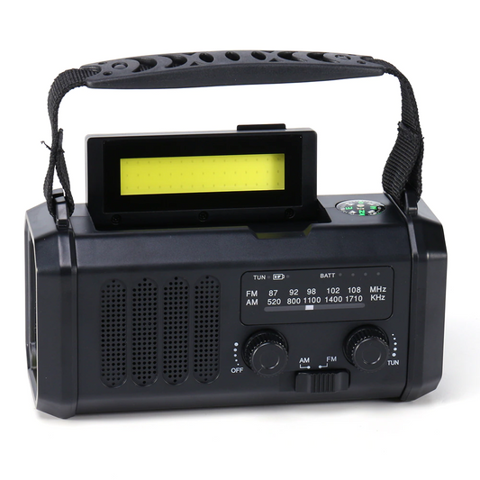 Emergency Radio with Solar and Hand Crank Power