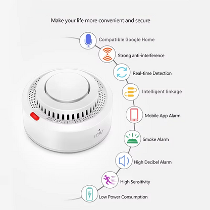 Smart WiFi Smoke Alarm with 85dB Alert – Fire Detection System