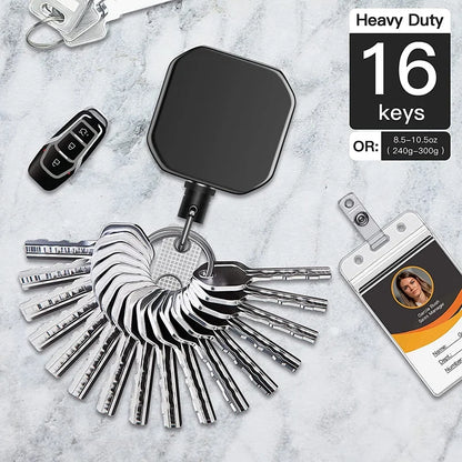 Retractable Keychain with Steel Cord and Metal Carabiner – 71.8 cm Safety Reel