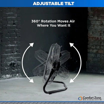 18-Inch High-Velocity Floor Fan – Adjustable Tilt with 3 Speeds and Handle