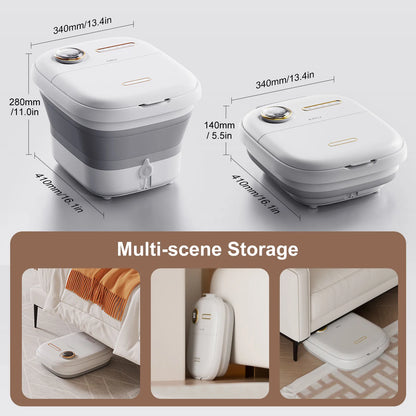 Foldable Foot Spa Massager with Heat, Bubbles, 4 Rollers & Timer