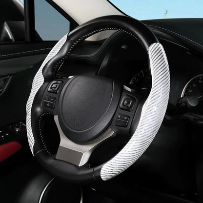 Anti-Slip Steering Wheel Cover with Elegant Carbon Look – Universal Fit