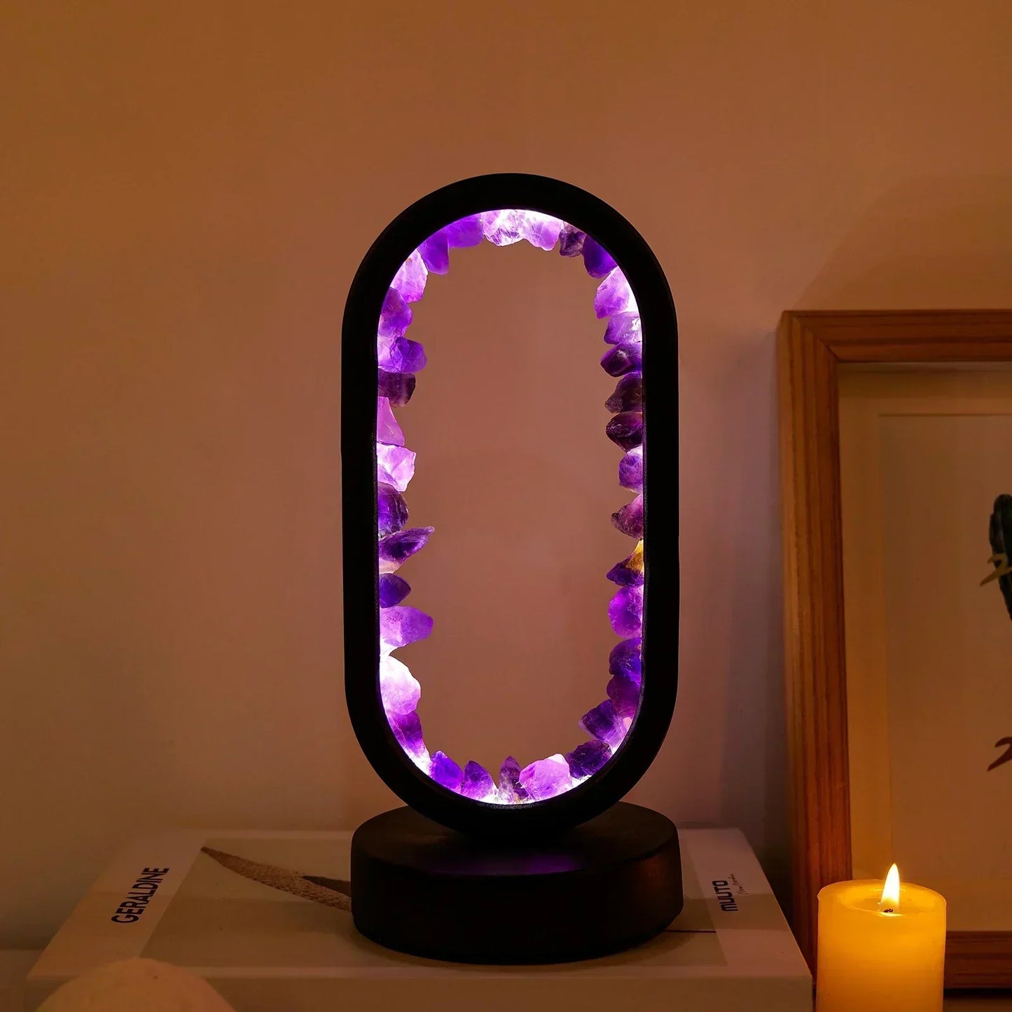 Elegant Natural Crystal Light Fixture – Amethyst Taalita