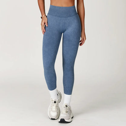 High-Waisted Ribbed Workout Leggings for Women | Seamless Stretch Fit