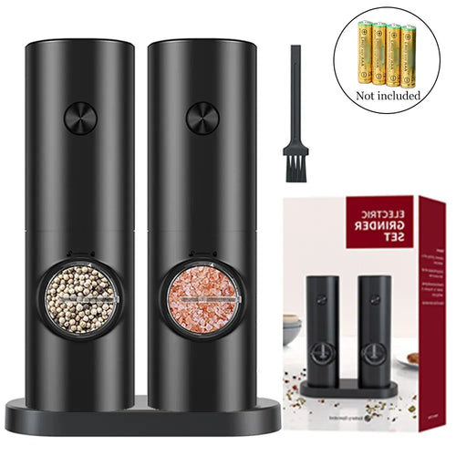 Set of 2 Electric Salt and Pepper Grinders with Adjustable Coarseness