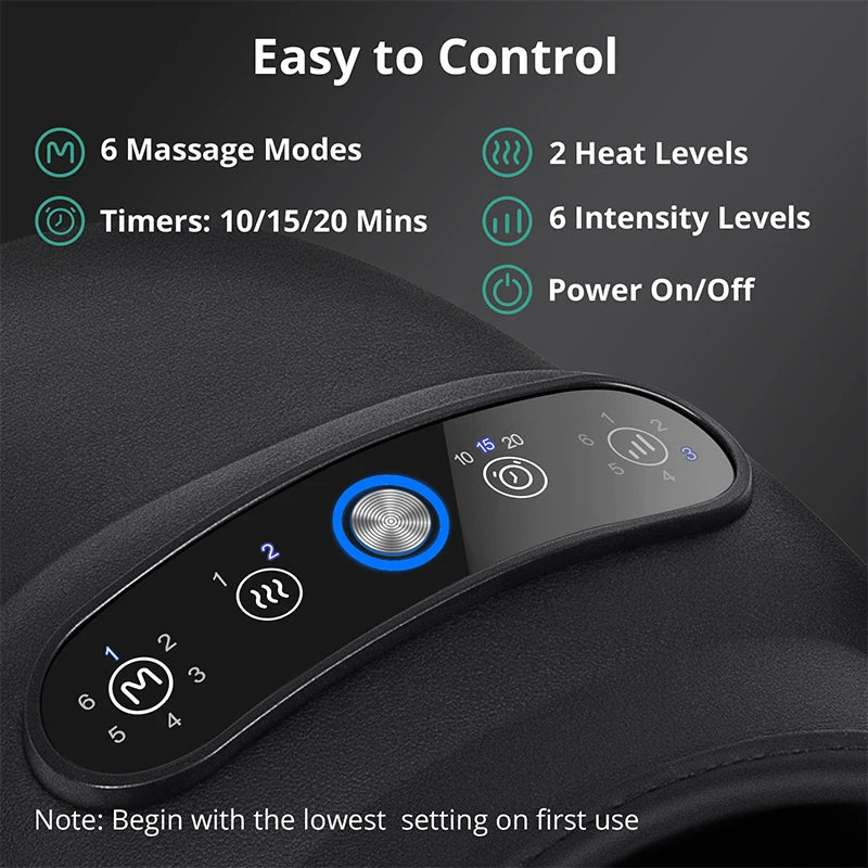 Wireless Hand Massager with Heat and Air Compression | 6 Settings for Fingers, Palms, and Wrists, USB-C Rechargeable