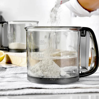 Flour Sifter with One-Hand Operation | Fine Mesh | BPA-Free | 250ml for Flour & Powdered Sugar