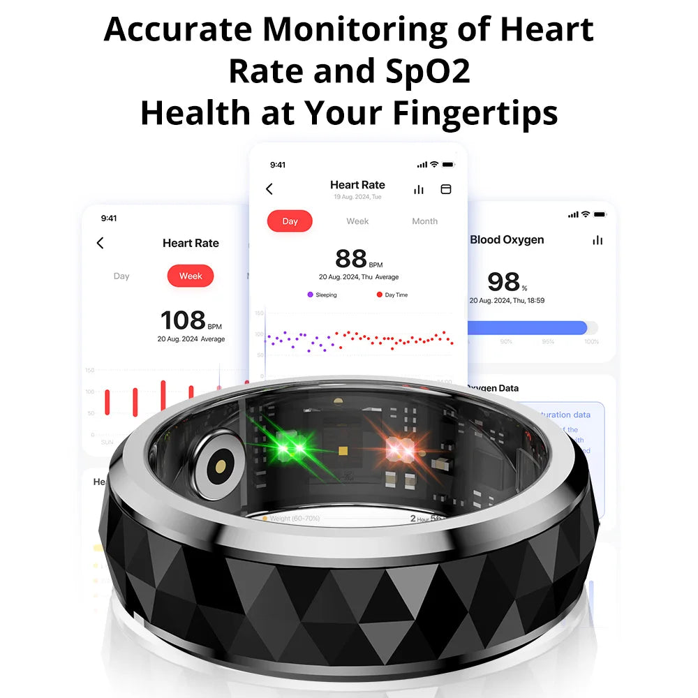 Fitness Tracking Ring with Rotating Spinner | Monitors Heart Rate, Sleep, Activity, 60-Day Battery Life, App Compatibility & Charging Case