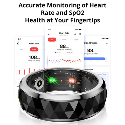 Fitness Tracking Ring with Rotating Spinner | Monitors Heart Rate, Sleep, Activity, 60-Day Battery Life, App Compatibility & Charging Case