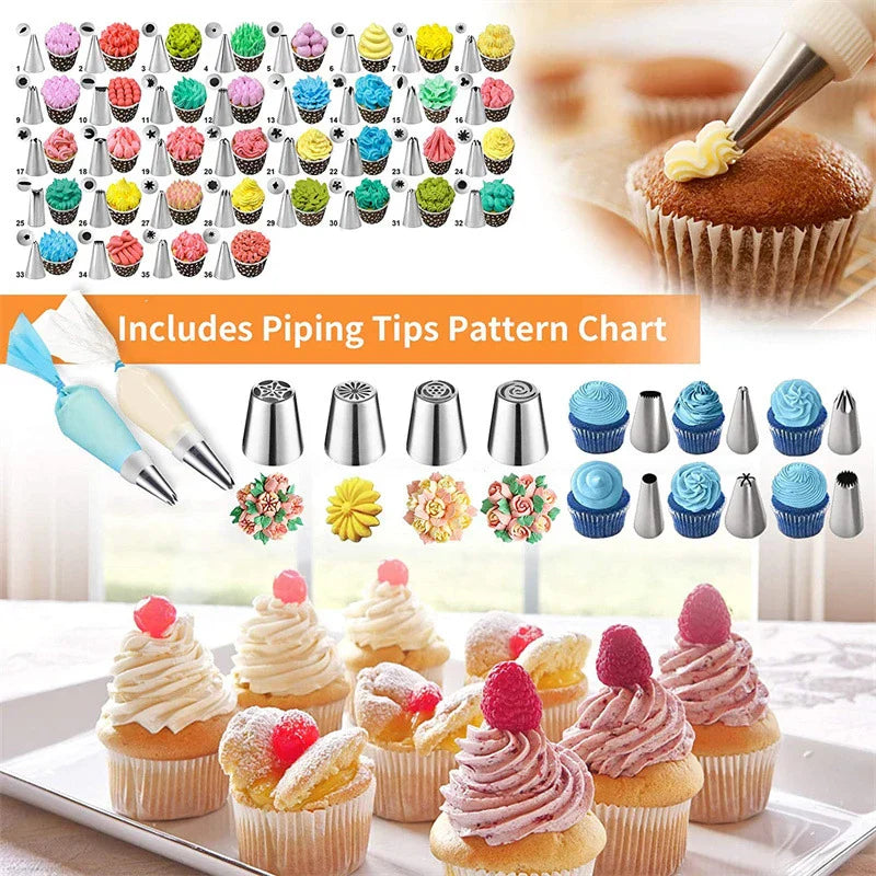 236-Piece Cake Decorating Set with Stainless Steel Nozzles and Piping Bags for Baking Enthusiasts