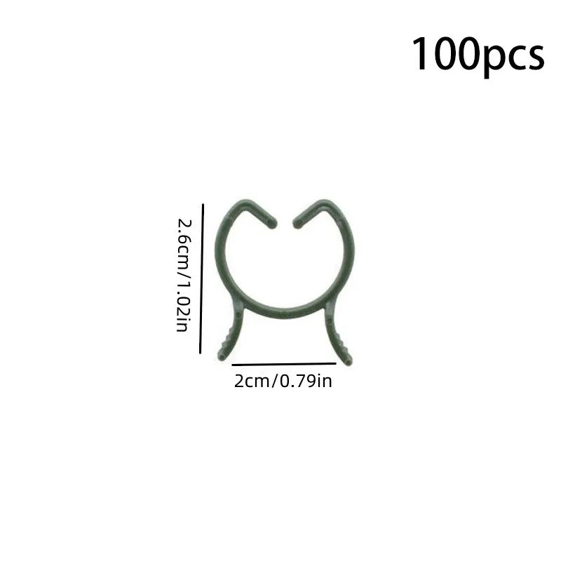 Garden Plant Clips Set with 100/200 Pieces | 3 Sizes | Green Holders