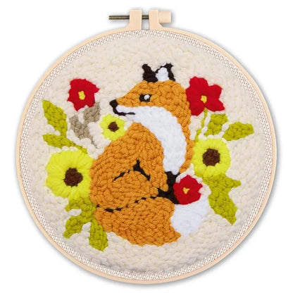 Animal-Themed Punch Needle Kit | DIY Starter Set with Yarn & Hoop | Beginner Embroidery Set