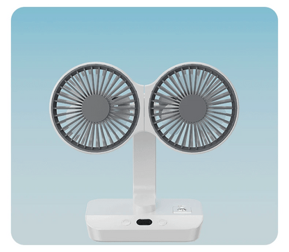 Portable Night Lamp with Adjustable Double-Head Table Fan