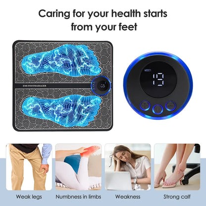 Rechargeable Foot and Leg Stimulator Mat with Remote – 8 Modes, 19 Intensities