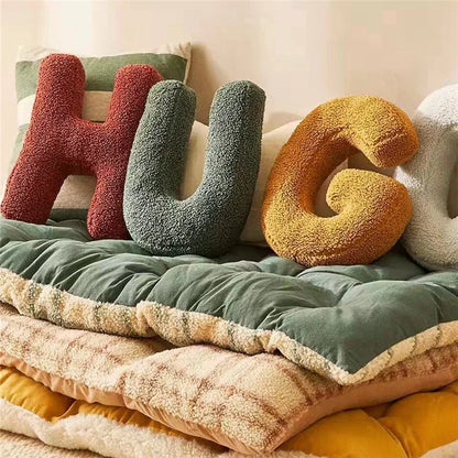 Velvet Decorative Pillow with Alphabet Letters A to Z