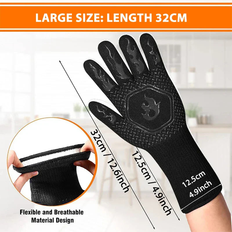 Heat-Resistant Grill Gloves – Non-Slip, Comfortable, Up to 800°C for BBQ, Oven & Outdoor Cooking