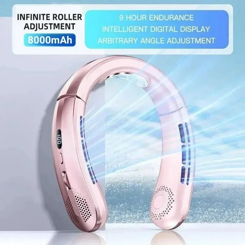 Rechargeable Neck Breeze Fan with LED Battery Indicator 8000mAh