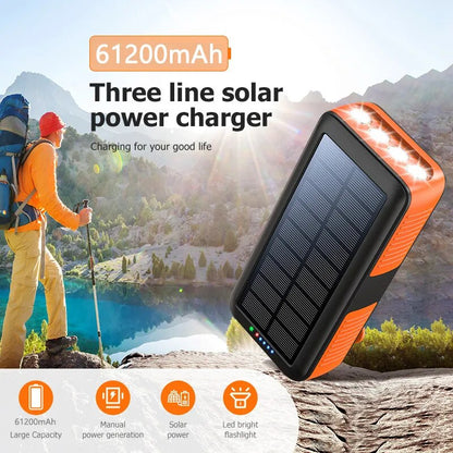 Reliable 61200mAh Solar Power Bank with Hand Crank Feature