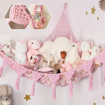 Plush Toy Hammock - Storage Net for Stuffed Animals & Dolls - Space-Saving Organizer & Nursery Decor
