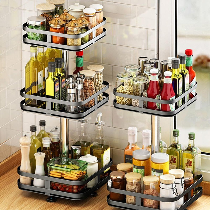 Multifunctional Storage Rack with 360° Rotation