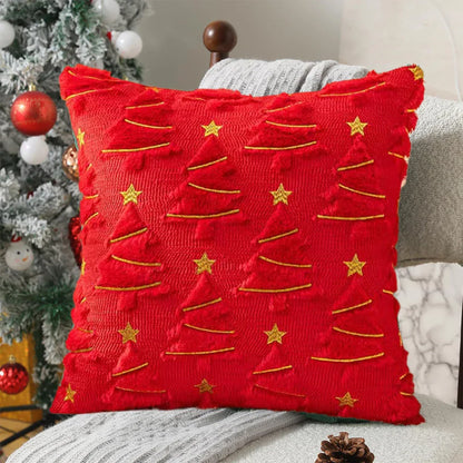 Emerald Green Christmas Pillow Cover with Gold Stars | 45x45 cm