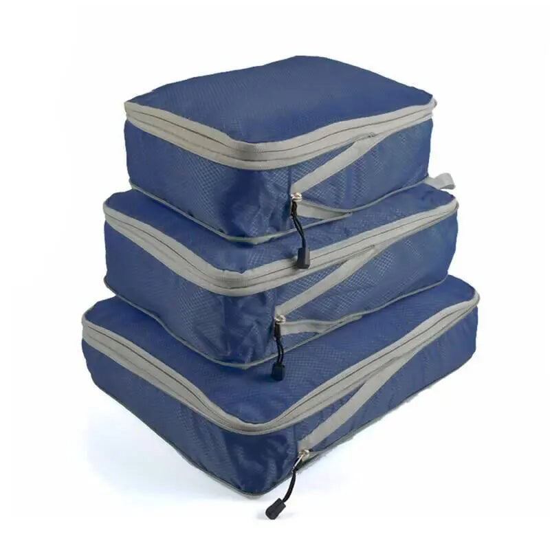 Compression Travel Set for Space-Saving Organization with Breathable Mesh Pouches