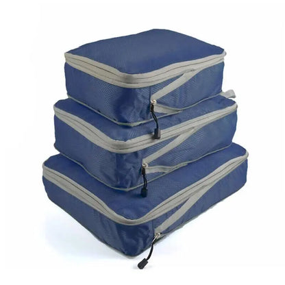 Compression Travel Set for Space-Saving Organization with Breathable Mesh Pouches