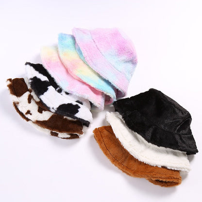 Soft Plush Winter Hat – Warm Unisex Bucket Cap for Cold Days