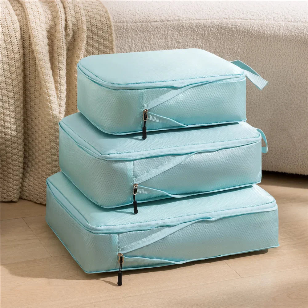 Travel Compression Packing Cubes Set | 3 Sizes | Waterproof & Lightweight