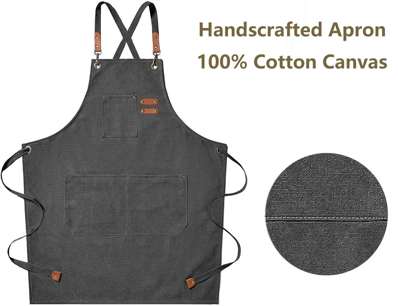 Adjustable Unisex Chef Apron with Pockets – Durable Canvas Workwear