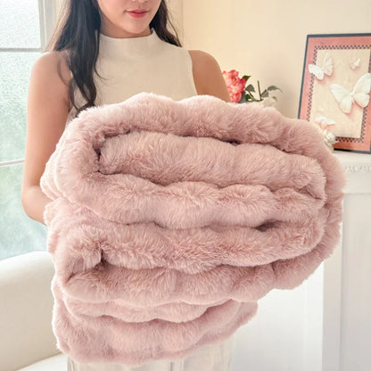 Cozy Plush Blanket | Double-Layered & Thick | Soft Rabbit Fur-Like | Versatile & Easy Care