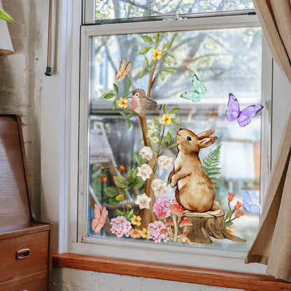 Easter Window Stickers with Vibrant Rabbits & Eggs | Spring Decor