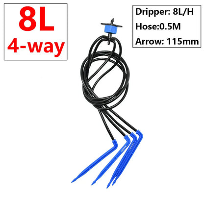 Drip Irrigation Emitters 2L–8L/H | 1/2/4-Way Splitter | 0.3 / 0.5 cm Connector