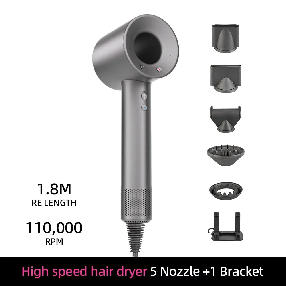 Ion Hair Dryer with Smart Temperature Control – 200 Million Negative Ions – 110,000 RPM