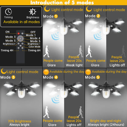 Solar Pendant Light with Remote Control & Motion Sensors – 192 LEDs