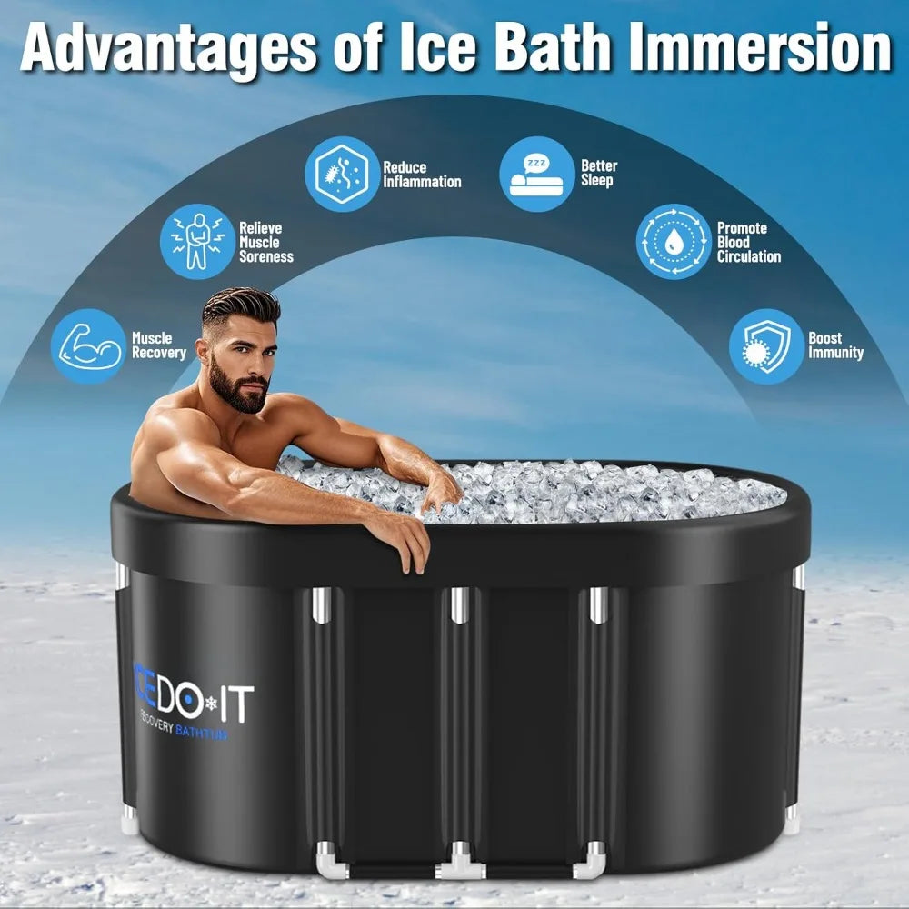 Portable 129-Gallon Oval Cold Plunge Tub for Adults – Insulated Ice Bath