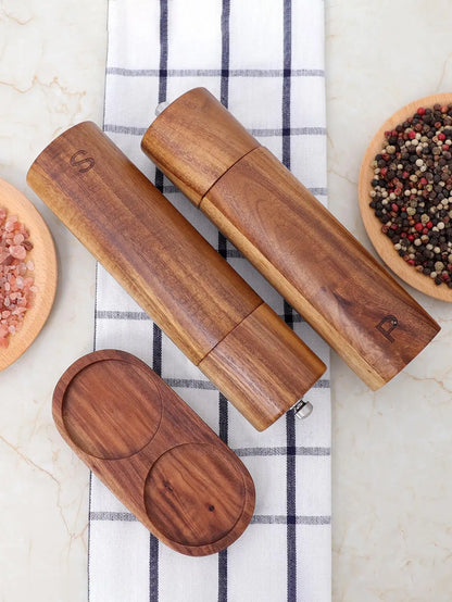 Elegant Wood Salt and Pepper Mill Set