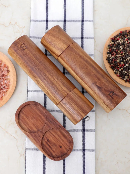 Elegant Wood Salt and Pepper Mill Set