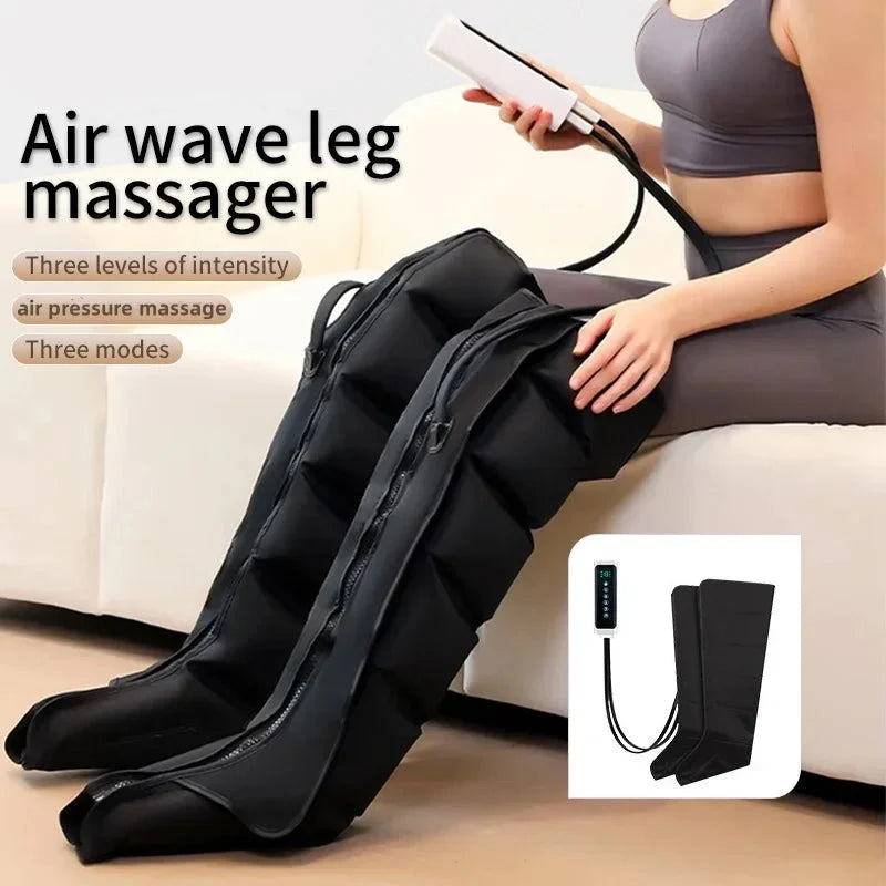 Leg Massager Boots with Air Compression – 360° Foot and Calf Wraps, 3 Modes & Intensities, Remote Control