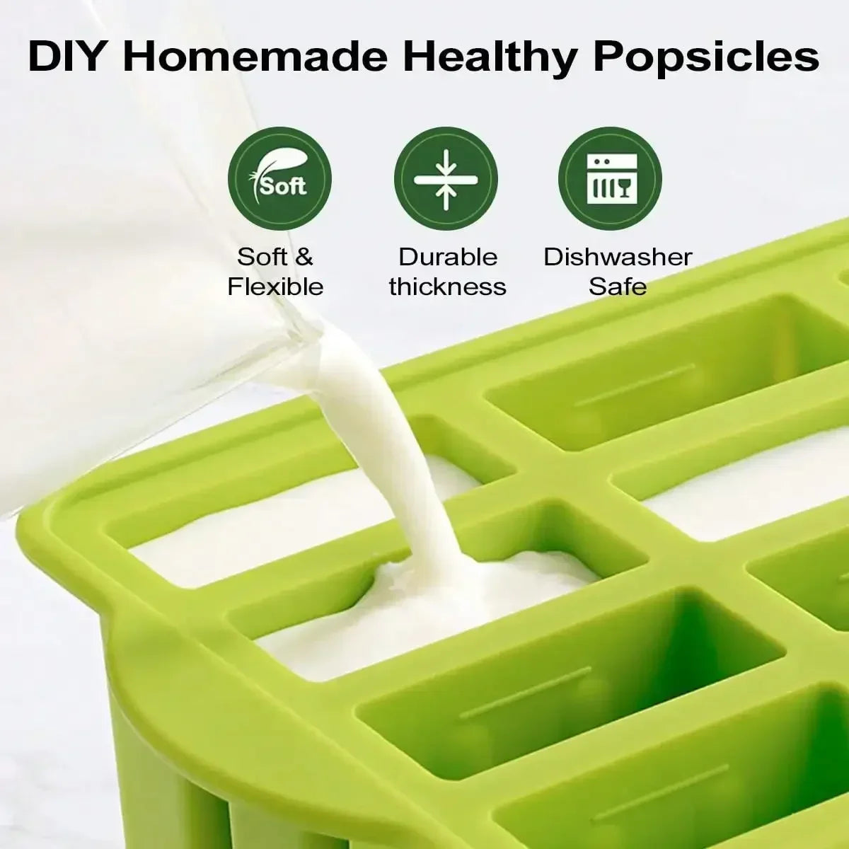 Silicone Ice Mold Set - BPA-Free & Reusable with Wooden Sticks for DIY Ice