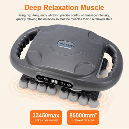 Deep Tissue Massage Gun with 42 Heads, Red Light Heat & Dual Handles - 9 Modes & Intensities