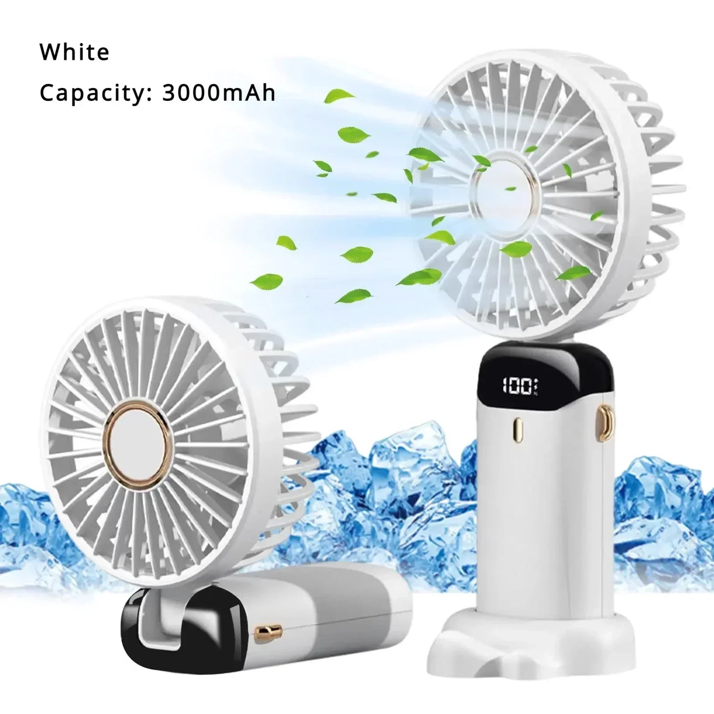 Portable Mini Fan 5000mAh – Wireless USB Rechargeable with Digital Screen and Phone Holder, 5-Speed Neck Hanging Design