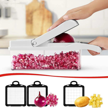 12-in-1 Vegetable Slicer with 7 Stainless Steel Blades, Non-Slip & BPA-Free