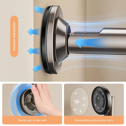 Telescopic Clothes Hanger Holder with Suction Cup - No Drilling Required for Bathroom, Closet & Balcony